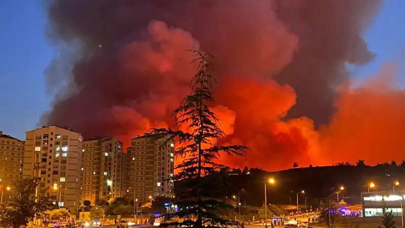 Bursa'da Yangınların Şehri Sarıp Sarmaladığı Korkutucu Durum