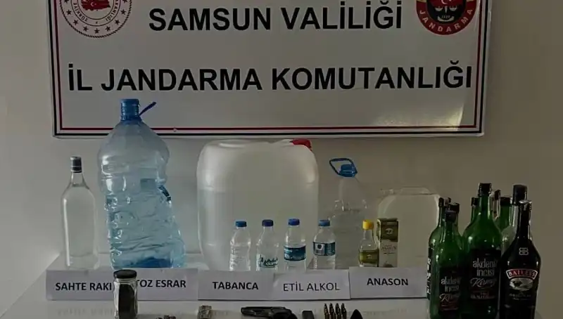 Samsun'da Sahte İçki Operasyonu: Kaçak İçkiler Litrelerce Ele Geçirildi